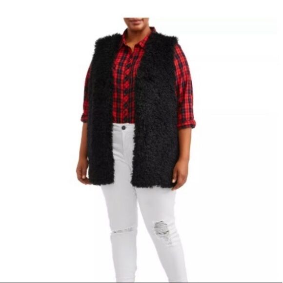 New Terra & Sky Sherpa Fleece Vest OX(14W) - Picture 1 of 4
